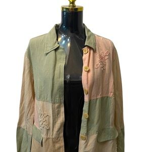Patchwork Green and Pink Women's Jacket